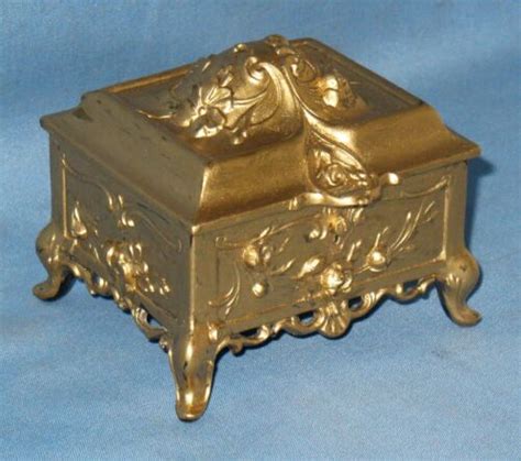 weidlich brothers gilt metal trinket box|AMERICAN ART METAL JEWELRY BOXES 1900.